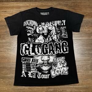 Glo Gang Chief Keef A Lil Tour T Shirt Mens S Black Double Sided Rap Tee
